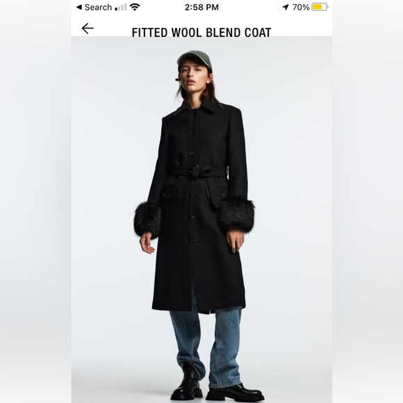 Zara Jackets & Coats Zara Fitted Wool Blend Coat With Faux Fur